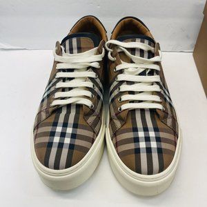 BURBERRY MEN'S RANGLETON MEN'S CHECK CANVAS LOW TOP SNEAKERS SHOES 45/US 12